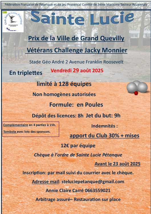 Concours de pétanque Ouvert à tous vétéran - Le Grand-Quevilly