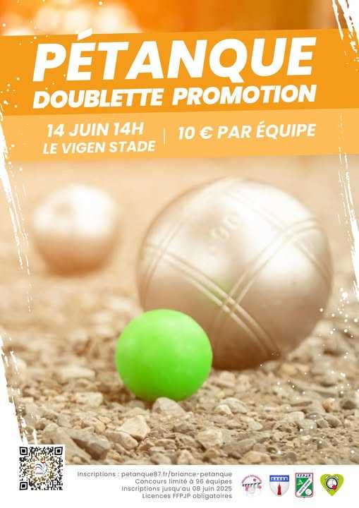 Concours en Doublette le 14 juin 2025 - Le Vigen - 87110