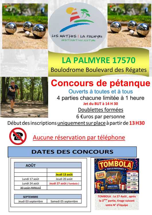 Concours de pétanque Ouvert à tous - Les Mathes