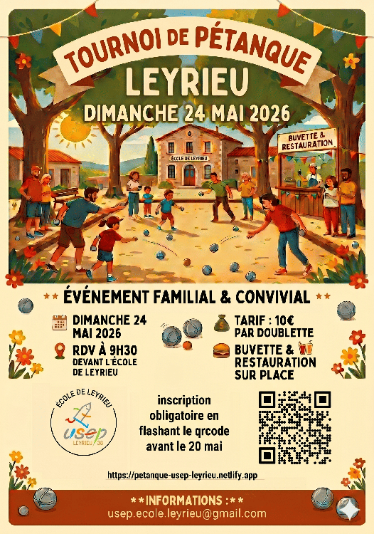 Concours en Doublette le 24 mai 2026 - Leyrieu - 38460