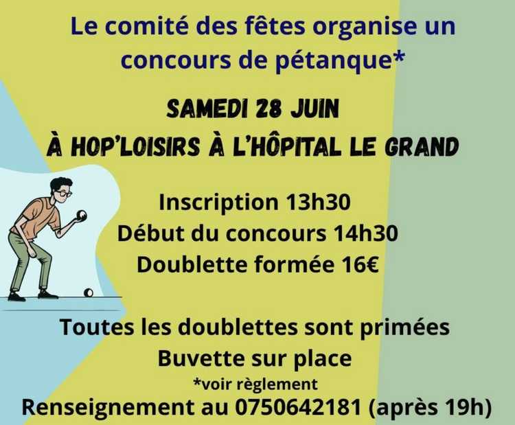 Concours de pétanque Ouvert à tous - L'Hôpital-le-Grand