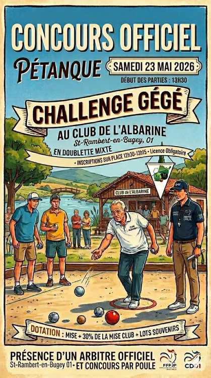 Concours en Doublette Mixte le 23 mai 2026 - Lieu à définir (01) - 00000