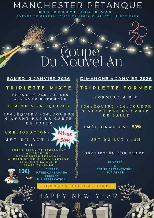 Concours en Triplette Mixte le 3 janvier 2026 - Lieu à définir (08) - 00000