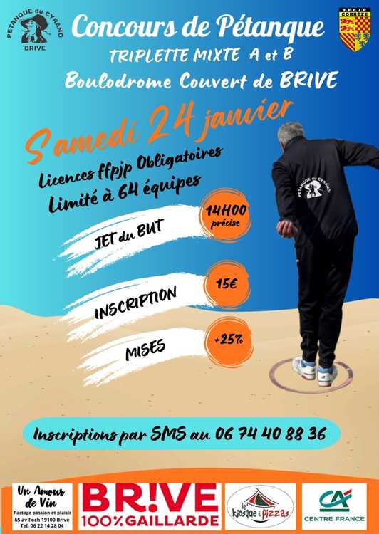 Concours en Triplette Mixte le 24 janvier 2026 - Lieu à définir (19) - 00000