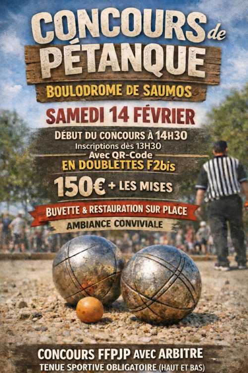 Concours en Doublette le 14 février 2026 - Lieu à définir (33) - 00000