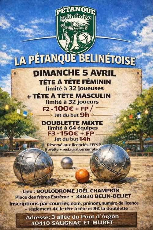 Concours de pétanque Officiel Féminin - Lieu à définir (33)