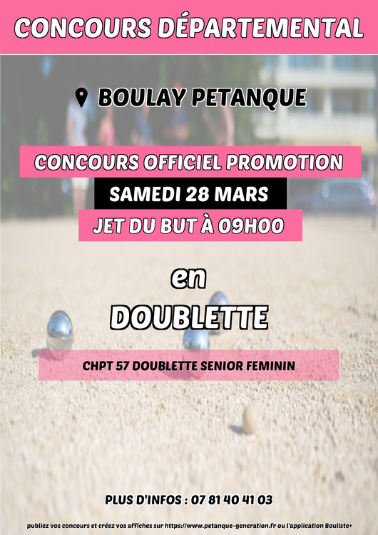 Concours de pétanque Officiel - Lieu à définir (57)