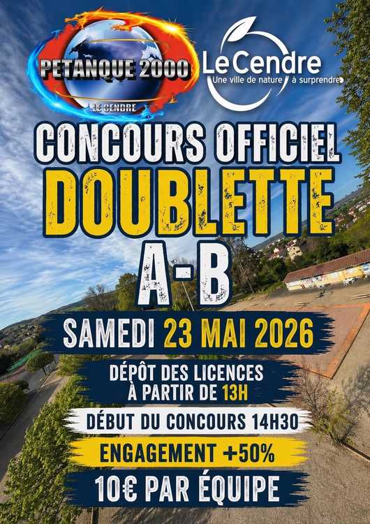 Concours en Doublette le 23 mai 2026 - Lieu à définir (63) - 00000