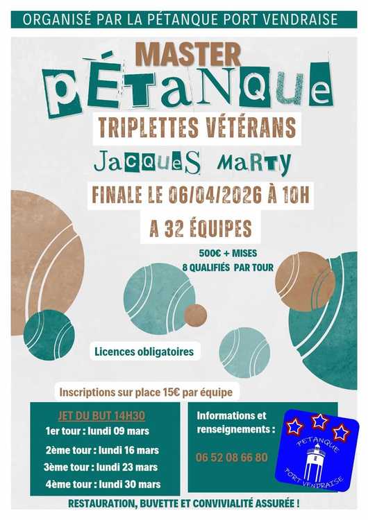 Concours en Triplette le 9 mars 2026 - Lieu à définir (66) - 00000