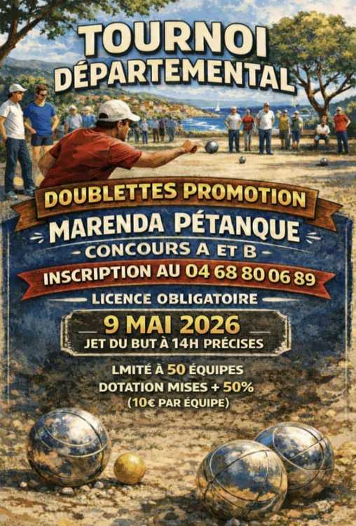 Concours en Doublette le 9 mai 2026 - Lieu à définir (66) - 00000