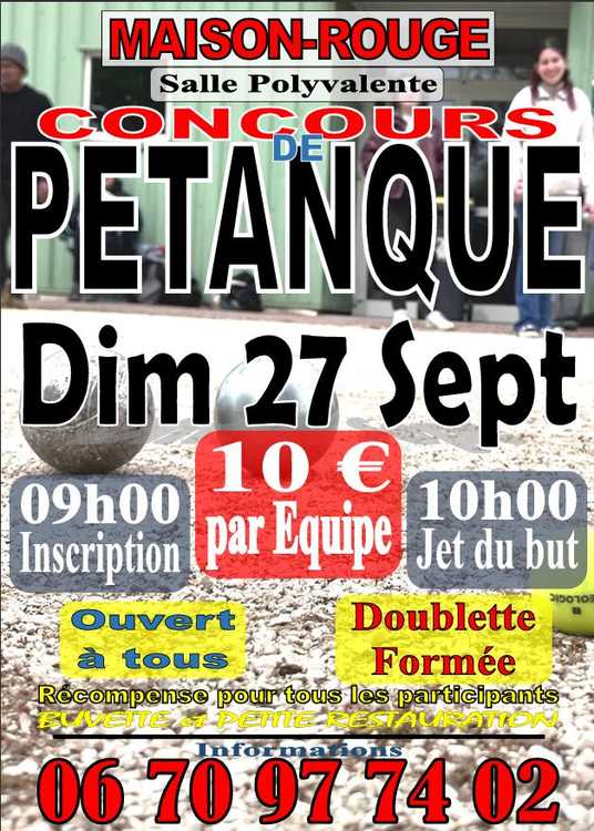 Concours en Doublette le 27 septembre 2026 - Maison-Rouge - 77370