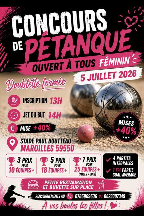 Concours en Doublette le 5 juillet 2026 - Maroilles - 59550