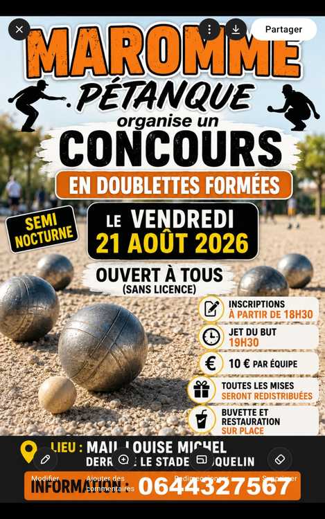 Concours de pétanque Ouvert à tous - Maromme