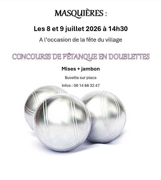 Concours en Doublette le 8 août 2026 - Masquières - 47370