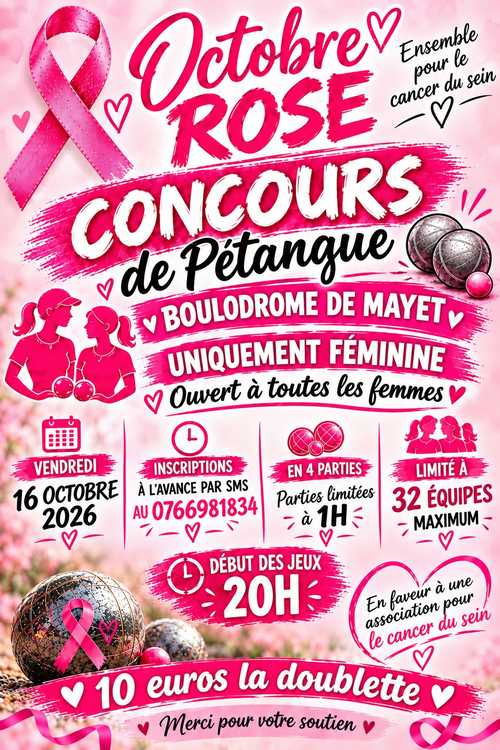 Concours en Doublette le 16 octobre 2026 - Mayet - 72360