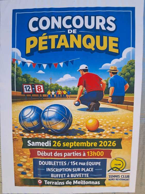 Concours en Doublette le 26 septembre 2026 - Meillonnas - 01370