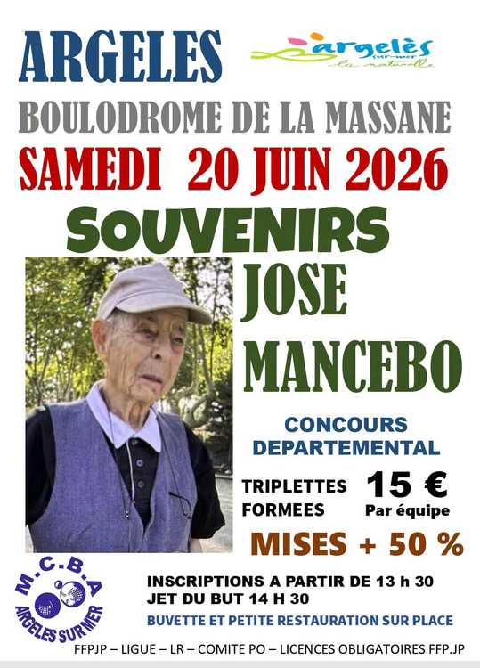 Concours en Triplette le 20 juin 2026 - Lieu à définir (66) - 00000