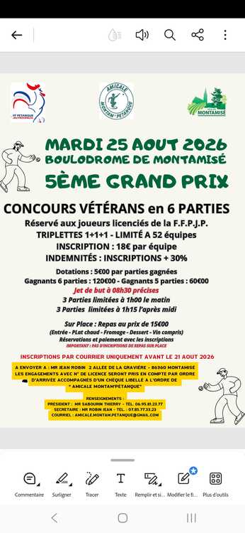 Concours de pétanque Ouvert à tous vétéran - Montamisé