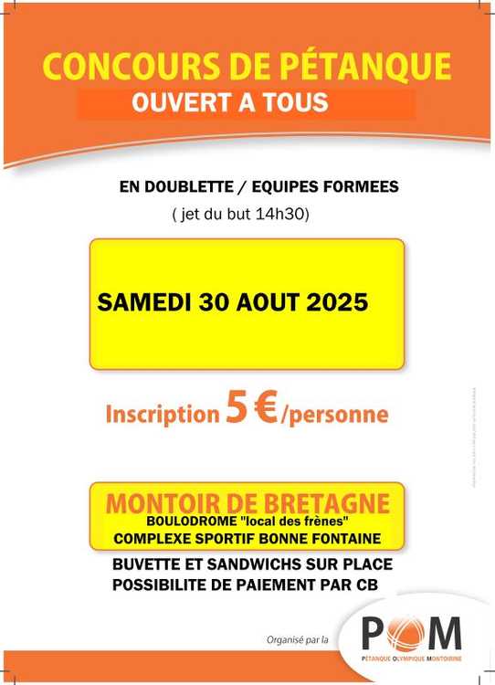 Concours en Doublette le 30 août 2025 - Montoir-de-Bretagne - 44550
