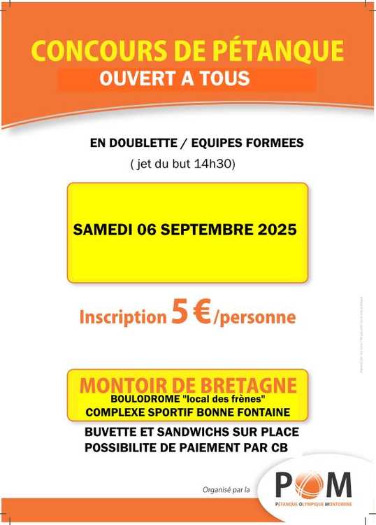 Concours en Doublette le 6 septembre 2025 - Montoir-de-Bretagne - 44550