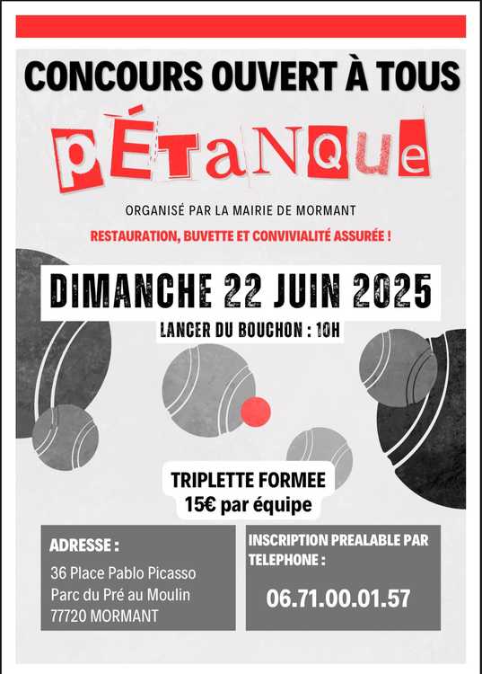 Concours de pétanque Ouvert à tous - Mormant