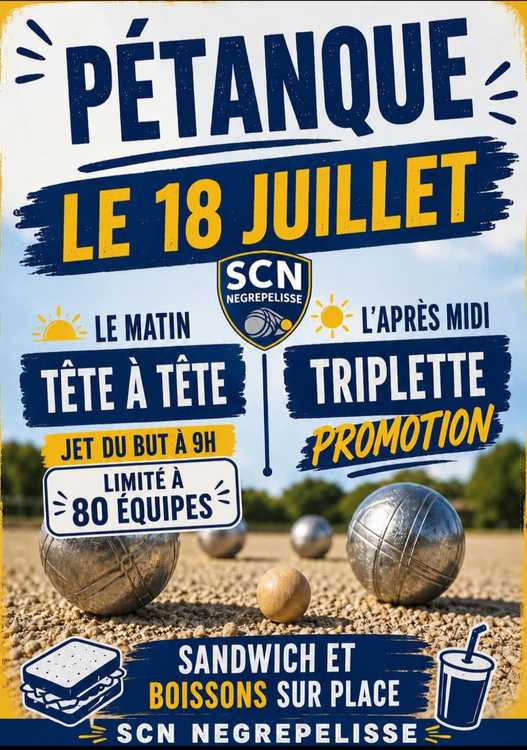 Concours en Triplette le 18 juillet 2026 - Lieu à définir (82) - 00000