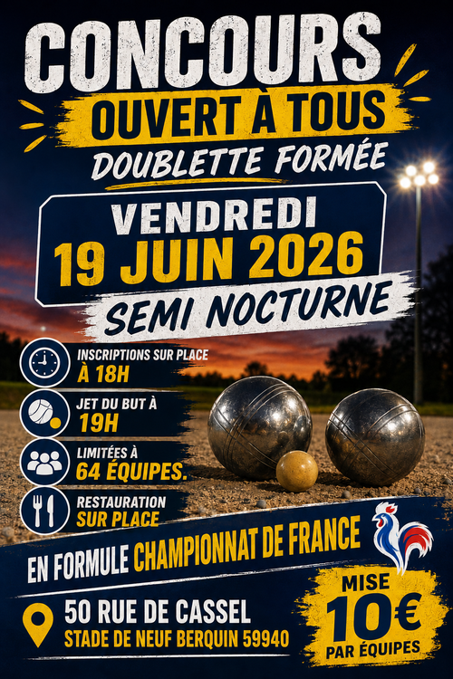 Concours de pétanque Ouvert à tous - Neuf-Berquin