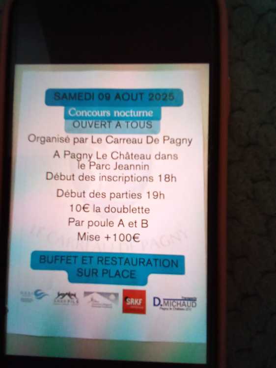 Concours en Doublette le 9 août 2025 - Pagny-le-Château - 21250