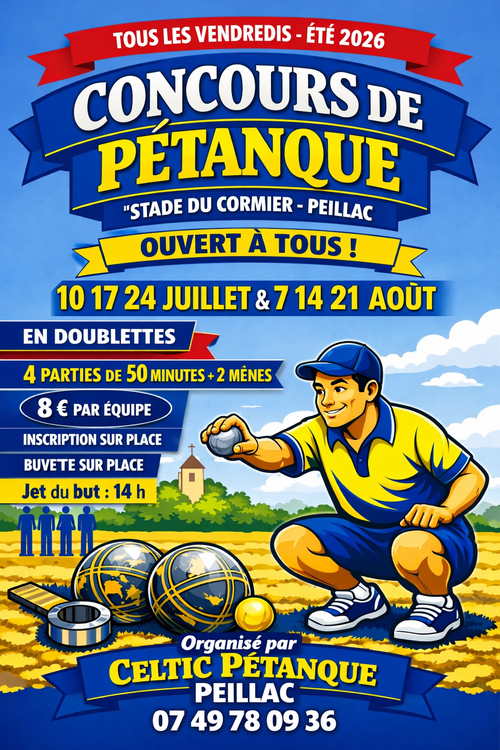 Concours en Doublette le 10 juillet 2026 - Peillac - 56220