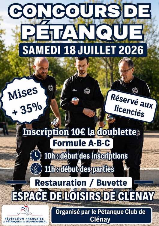 Concours en Doublette le 18 juillet 2026 - Lieu à définir (21) - 00000