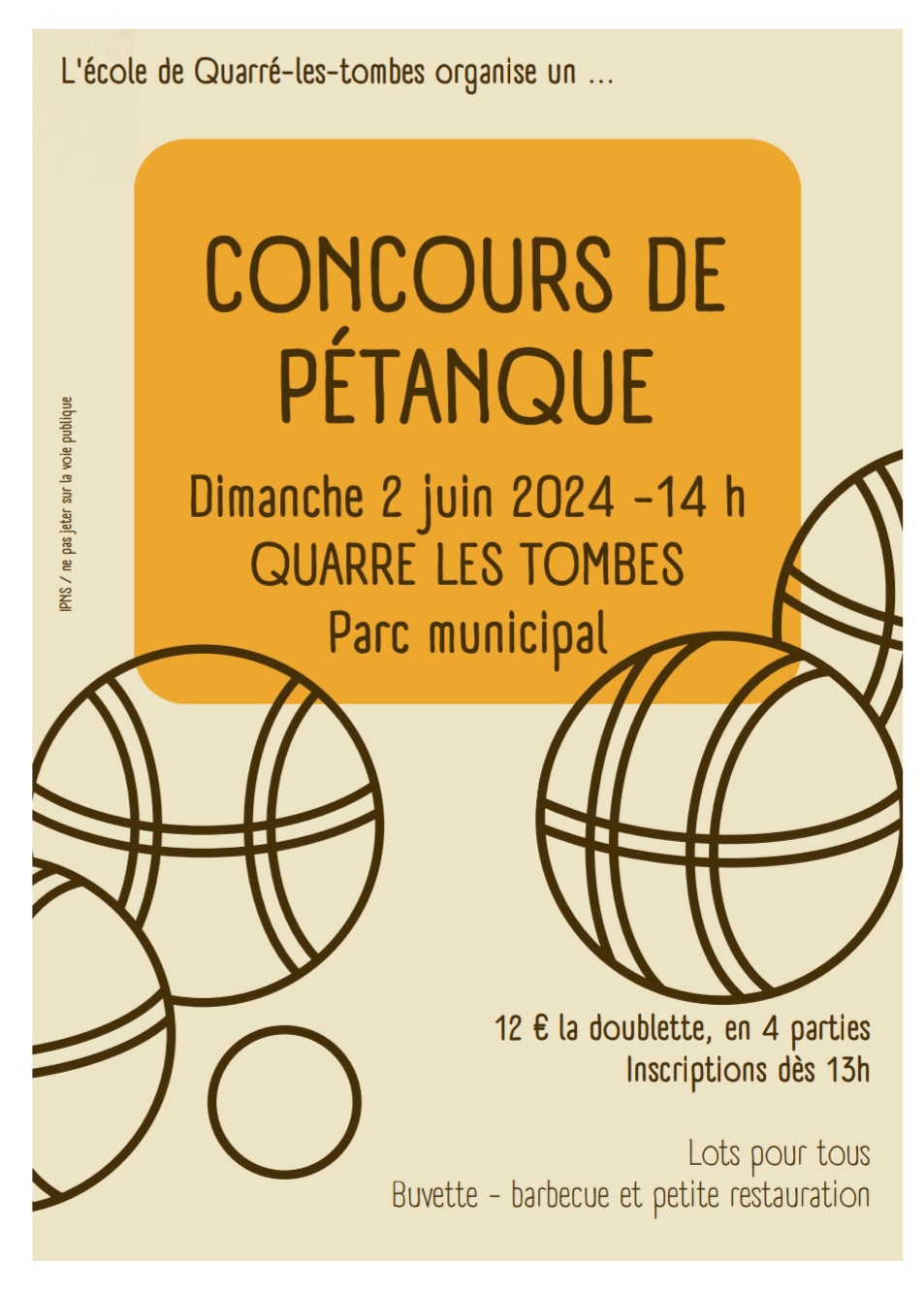 Concours en Doublette le 2 juin 2024 - Quarré-les-Tombes - 89630