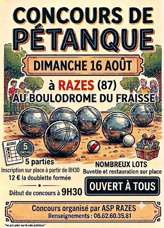Concours de pétanque Ouvert à tous - Razès