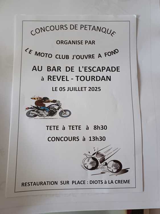 Concours en Doublette le 5 juillet 2025 - Revel-Tourdan - 38270