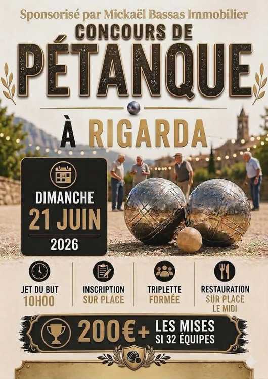 Concours en Triplette le 21 juin 2026 - Lieu à définir (66) - 00000