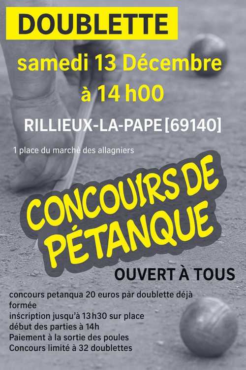 Concours de pétanque Ouvert à tous - Rillieux-la-Pape