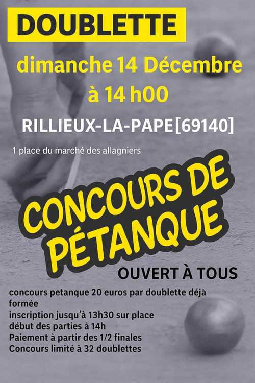 Concours de pétanque Ouvert à tous - Rillieux-la-Pape