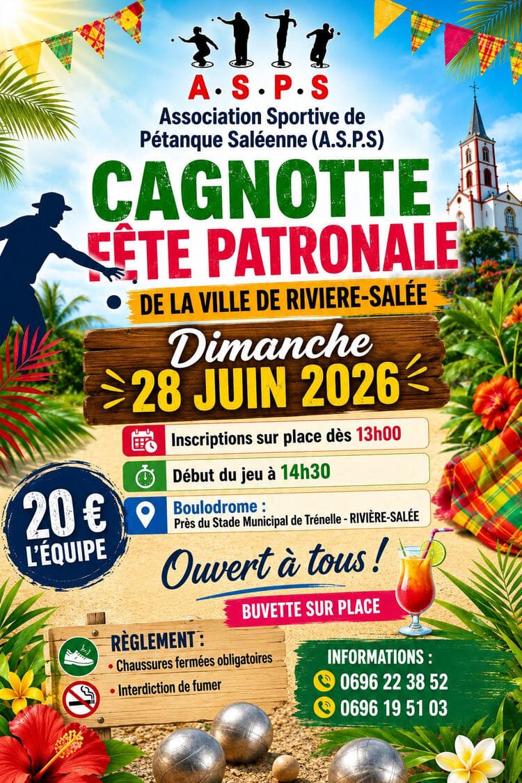 Concours en Doublette le 28 juin 2026 - Rivière-Salée - 97215