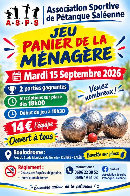 Concours de pétanque Ouvert à tous - Rivière-Salée