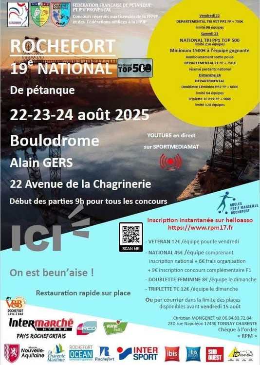 Concours de pétanque Officiel - Rochefort
