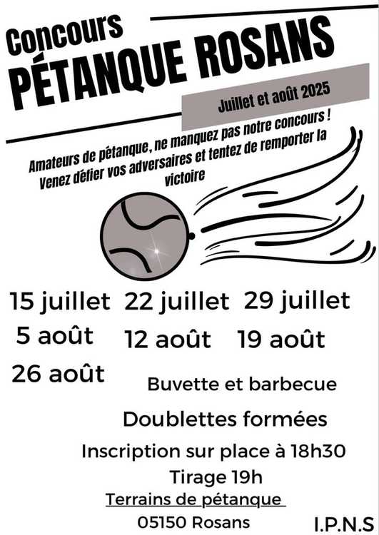 Concours de pétanque Ouvert à tous - Rosans