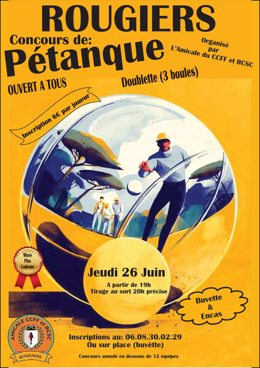 Concours de pétanque Ouvert à tous - Rougiers