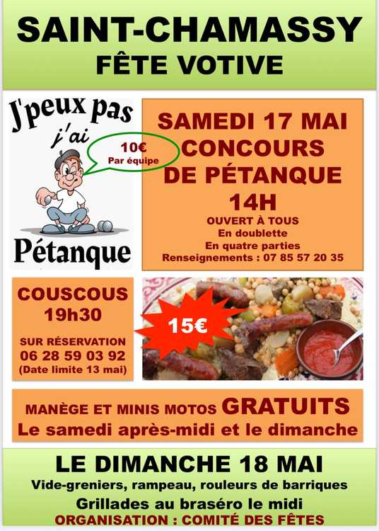 Concours en Doublette le 17 mai 2025 - Saint-Chamassy - 24260