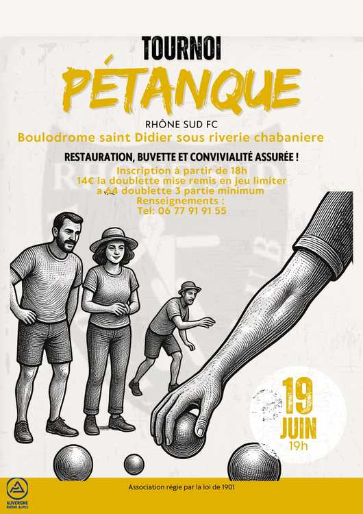 Concours en Doublette le 19 juin 2026 - Saint-Didier-sous-Riverie - 69440