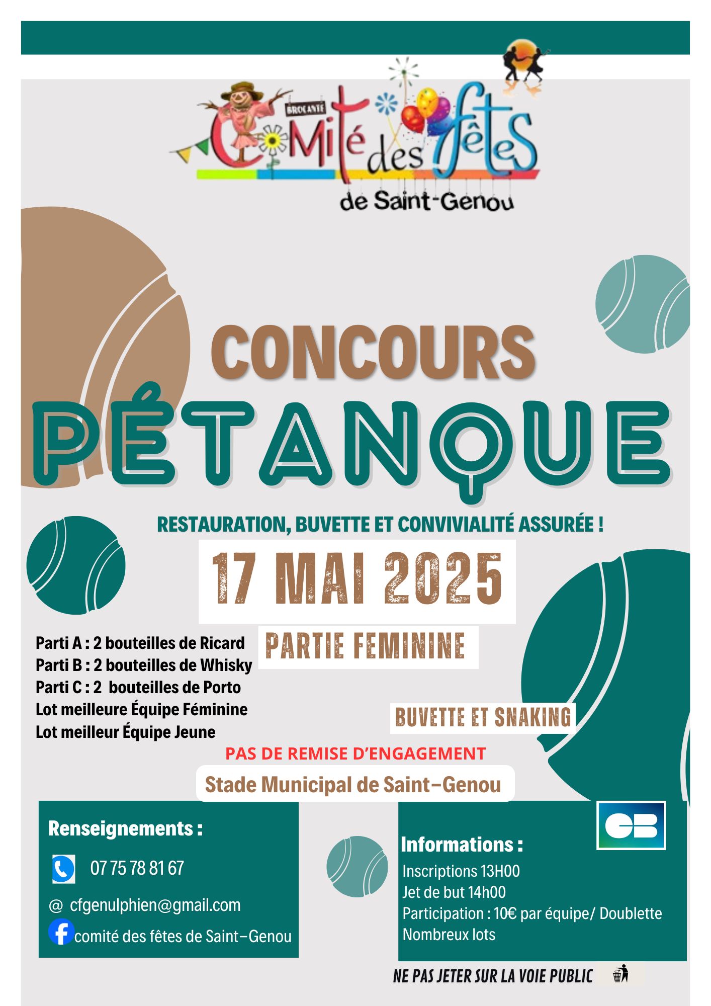 Concours de pétanque Ouvert à tous - Saint-Genou