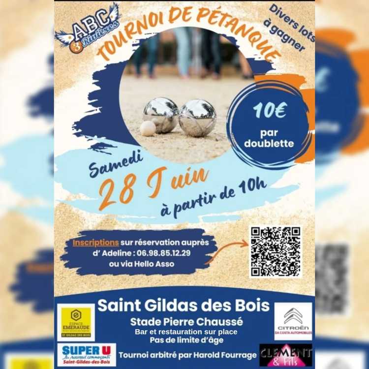 Concours en Doublette le 28 juin 2025 - Saint-Gildas-des-Bois - 44530