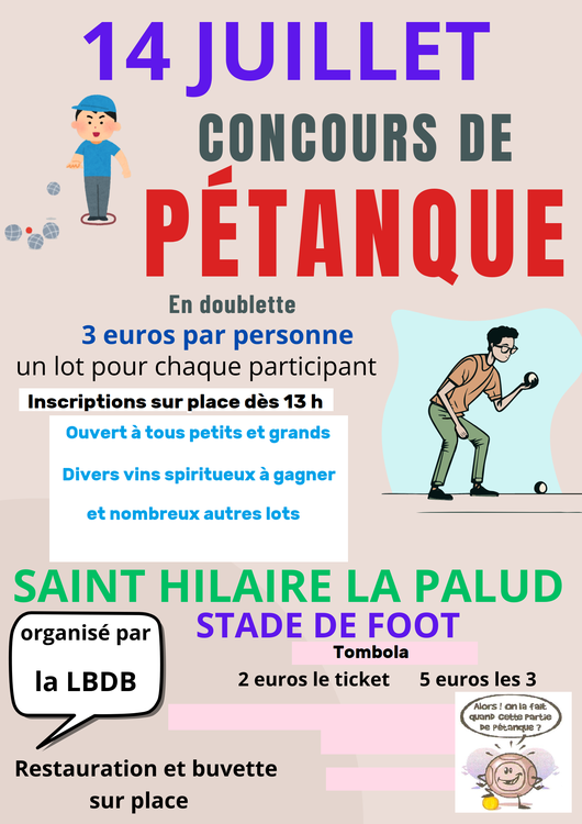 Concours en Doublette le 14 juillet 2026 - Saint-Hilaire-la-Palud - 79210
