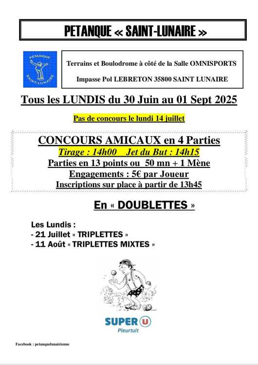 Concours de pétanque Ouvert à tous - Saint-Lunaire