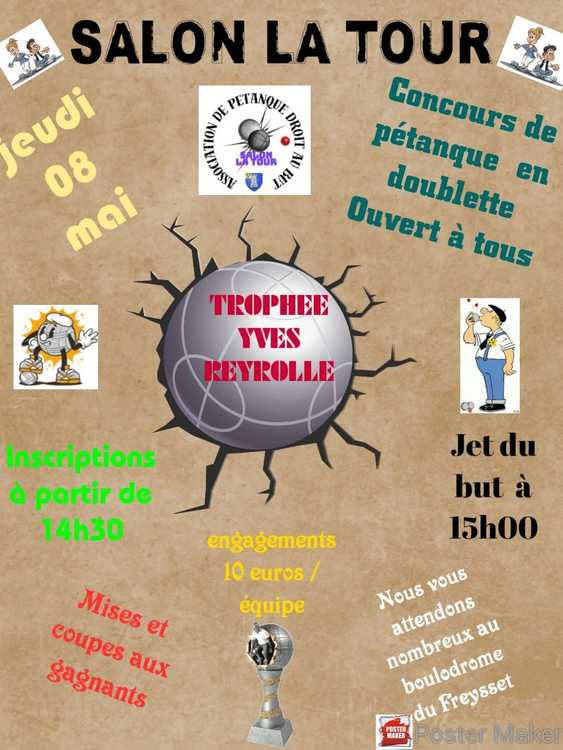 Concours en Doublette le 8 mai 2025 - Salon-la-Tour - 19510