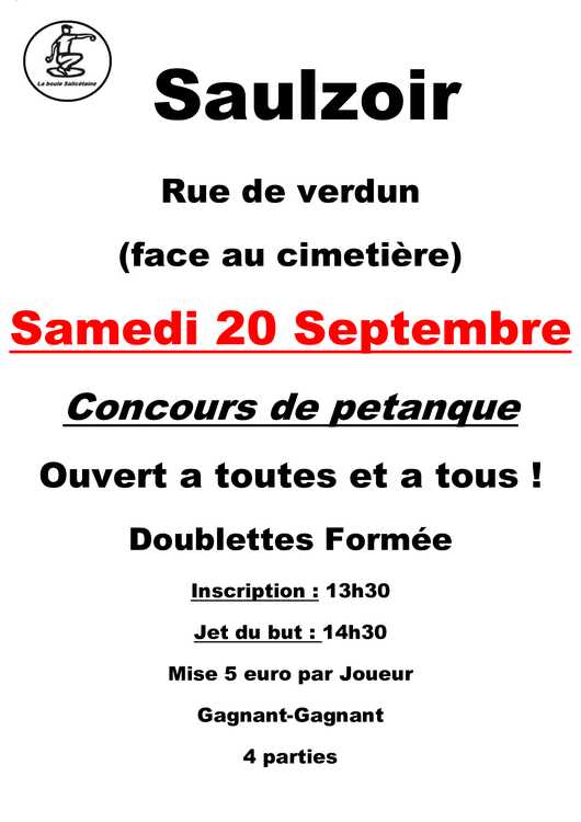 Concours en Doublette le 20 septembre 2025 - Saulzoir - 59227