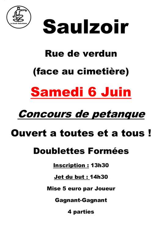 Concours en Doublette le 6 juin 2026 - Saulzoir - 59227